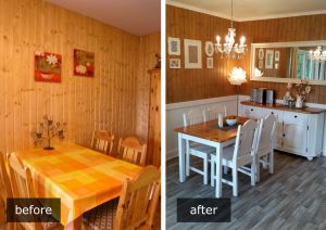 Dining area before and after