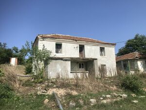 Partially renovated house with a large yard in the village 