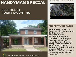 ROCKY MOUNT NC HOUSE FOR SALE