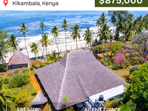 Beachfront Land With A Bungalow In Kenya Kikambala