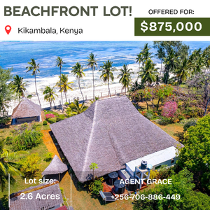 Beachfront Land With A Bungalow In Kenya Kikambala
