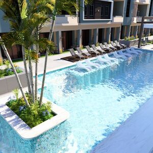 1BR Apartment in promenade with pool & sea view