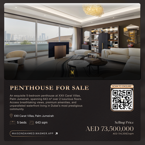 5 BHK Penthouse for Sale in XXII Carat Villas, Palm Jumeirah