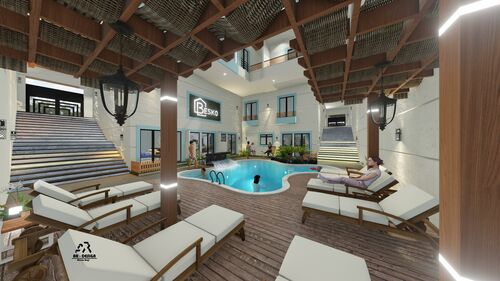 Relaxing on pool