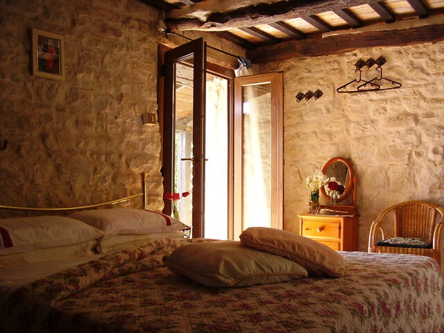 Bedroom with woodburner