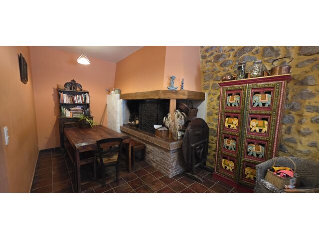 Kitchen with fire place